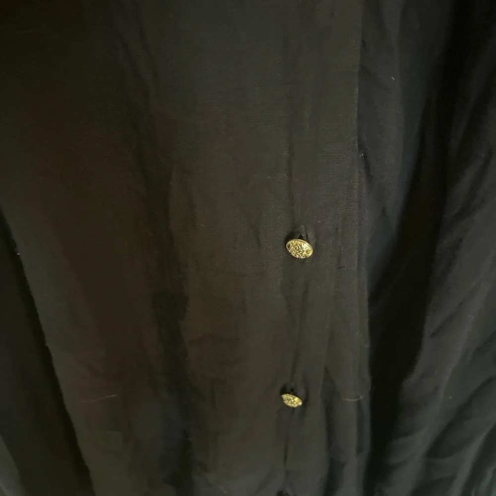Rayon Slub Button-Front Collared Dress Size 3X black with gold buttons